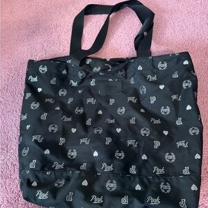 PINK Victoria's Secret Black Tote with Logo Accents